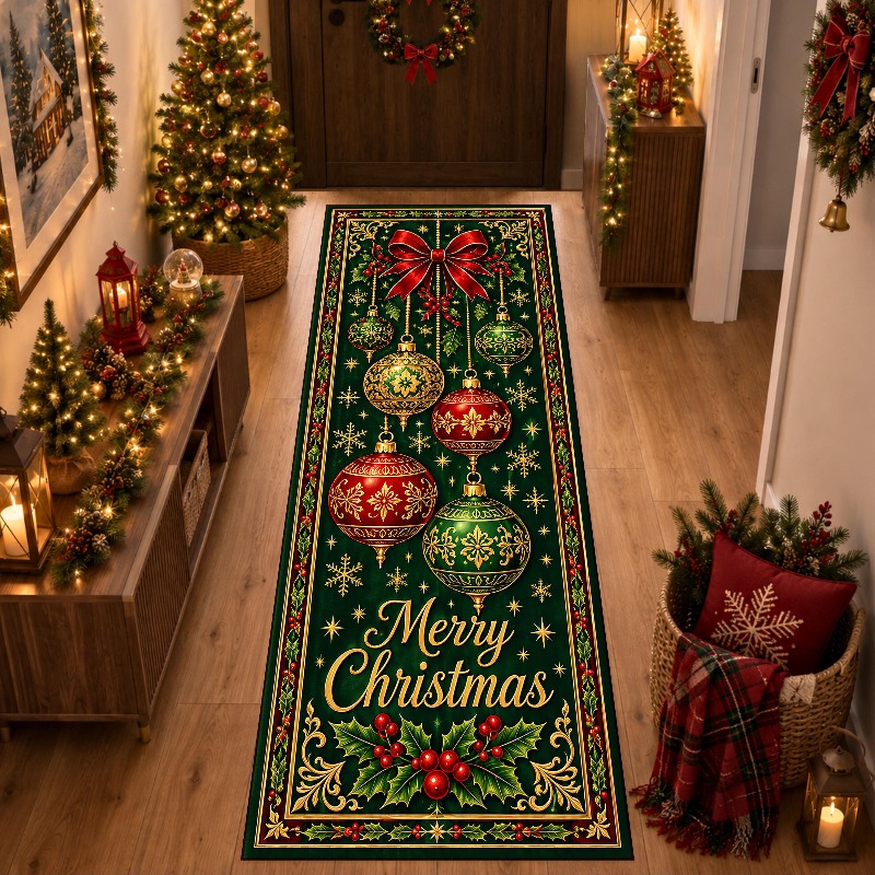 Commercial Fabric Printing Machine - Karpet Panjang Motif Bola Natal Bahan
